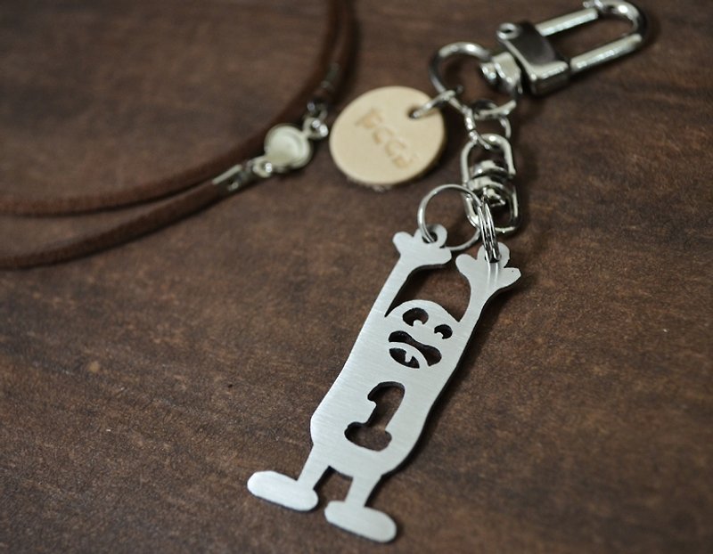 【Peej】'I am number one!!' Stainless Steel Keychain - Keychains - Other Metals Gray