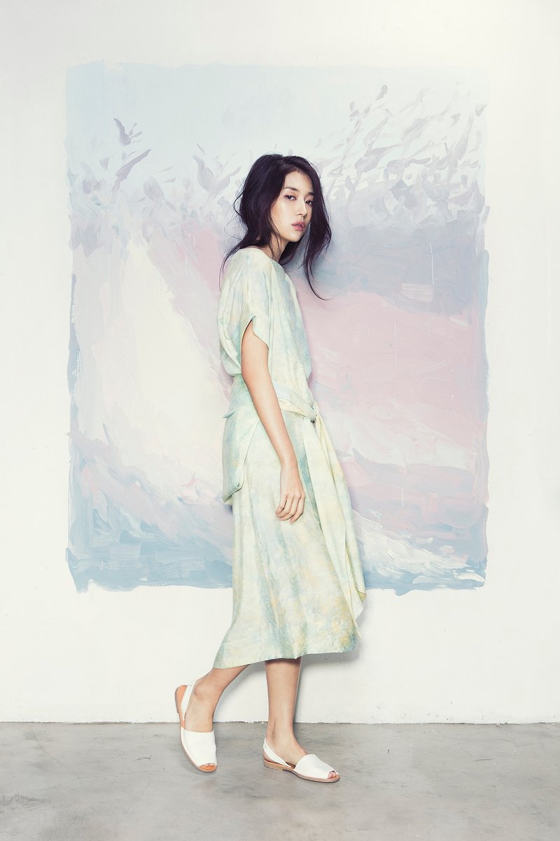 雲彩綁帶洋裝(粉藍) cloud dress - 洋裝/連身裙 - 其他材質 多色