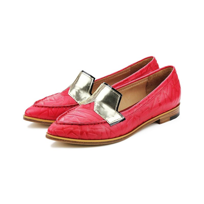 Leather loafers Je Suis Moi W1049 Red - Women's Oxford Shoes - Genuine Leather Red
