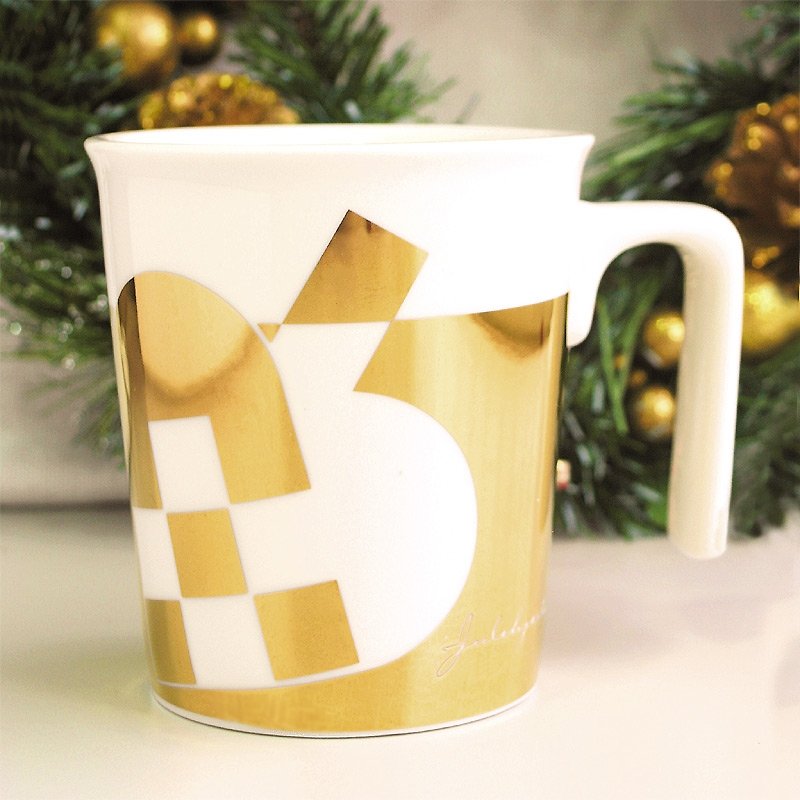 丹麥聖誕心手工鑲金 親親馬克杯 (2011限量收藏版) - 咖啡杯 - 瓷 金色