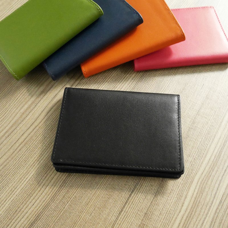 Colorful series - leather business card holder / black calm - Card Holders & Cases - Genuine Leather Black