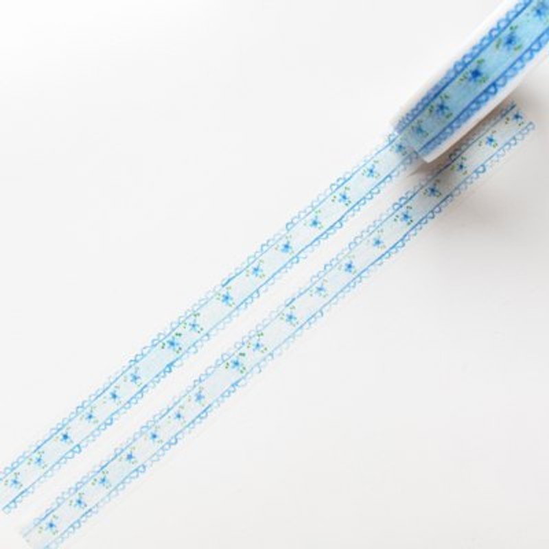 Aimez le style 和紙膠帶 (01443 花邊蕾絲-粉藍) - มาสกิ้งเทป - กระดาษ สีน้ำเงิน