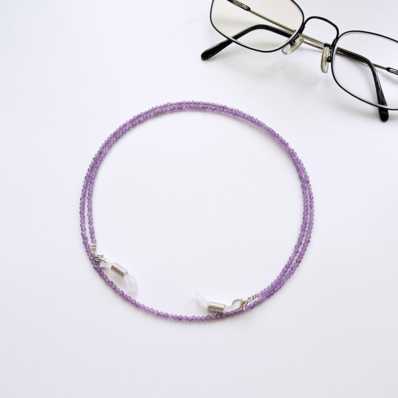 紫水晶小圓珠眼鏡鍊 - 給媽媽的母親節禮物 - 項鍊 - 水晶 紫色
