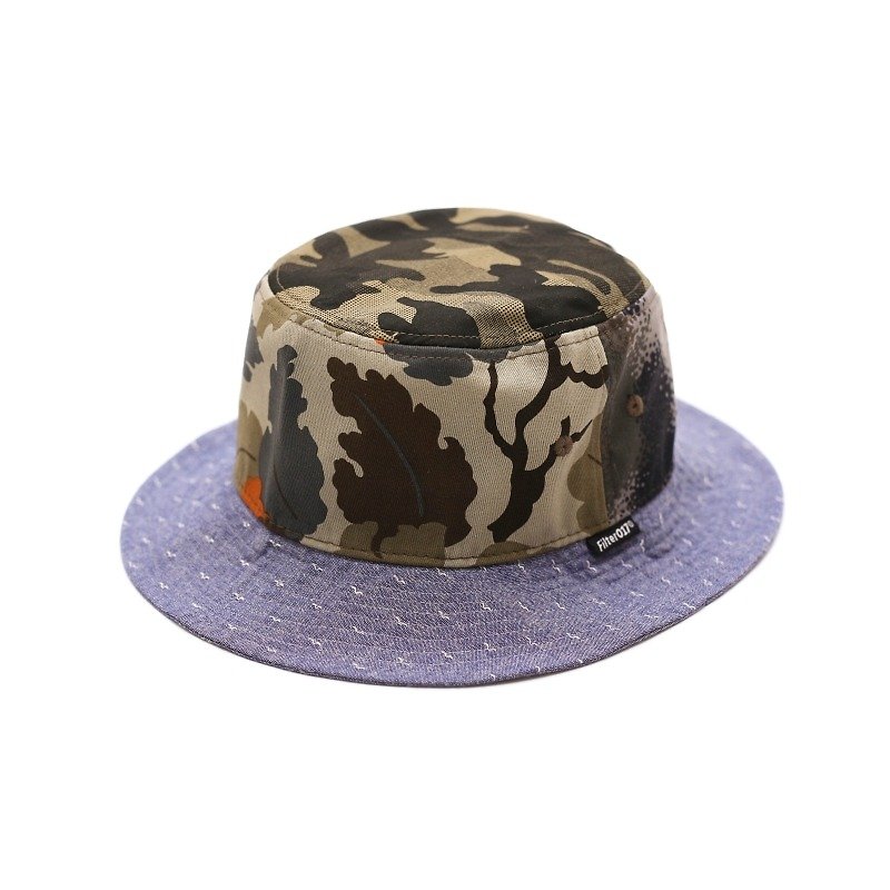 Filter017 - Fisherman's Hat - Mix 'n Match Camouflage Bucket Hat The deciduous patchwork fisherman hat - หมวก - ผ้าฝ้าย/ผ้าลินิน สีน้ำเงิน
