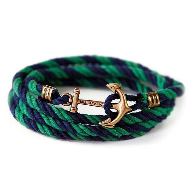 Handmade Catesby Jones bracelet by Kiel James Patrick, New England, USA - สร้อยข้อมือ - ผ้าฝ้าย/ผ้าลินิน สีเขียว