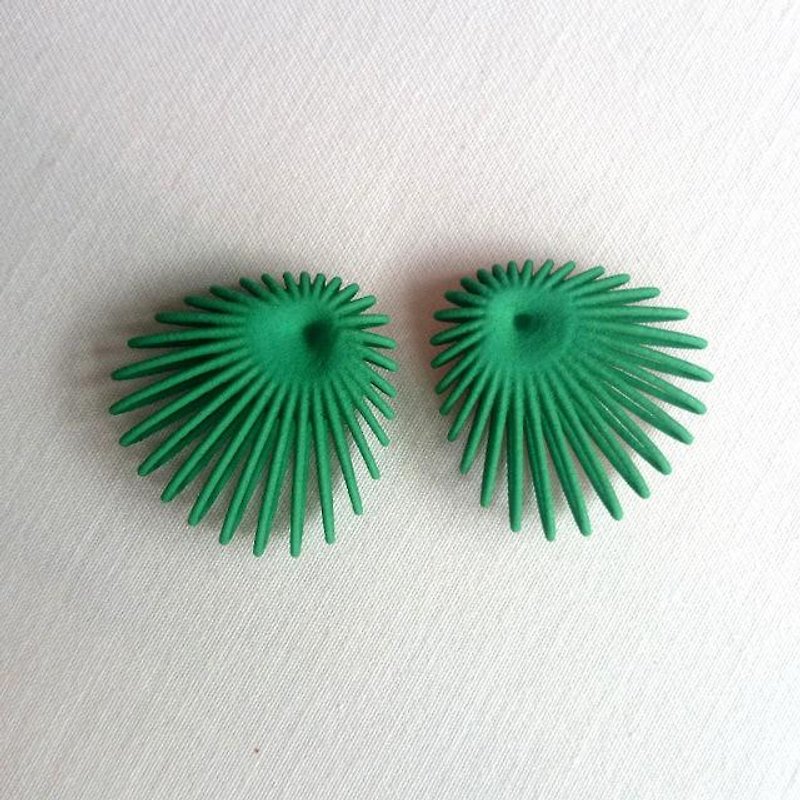 SHELL GREEN 耳環 - 耳環/耳夾 - 塑膠 綠色