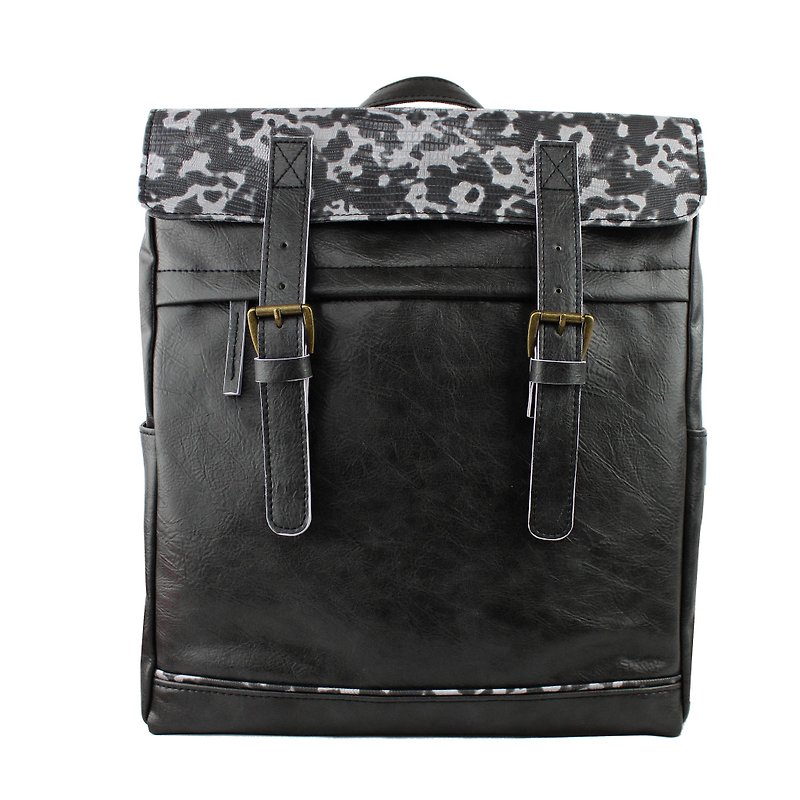 AMINAH- Black Camouflage Backpack【am-0281】 - Backpacks - Faux Leather Black