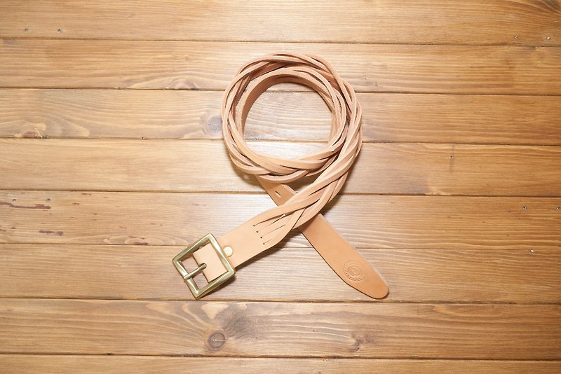Dreamstation Leather Research Institute, handmade tannery seamlessly woven belt, handmade belt - เข็มขัด - หนังแท้ สีนำ้ตาล