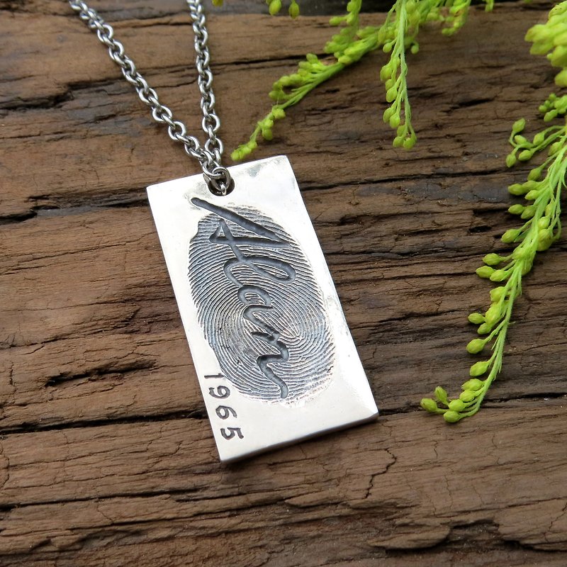 Fingerprint Imprint Series/Fingerprint Thick Edition Military Medal Deep Pendant/925 Silver/Customized - Necklaces - Other Metals Silver