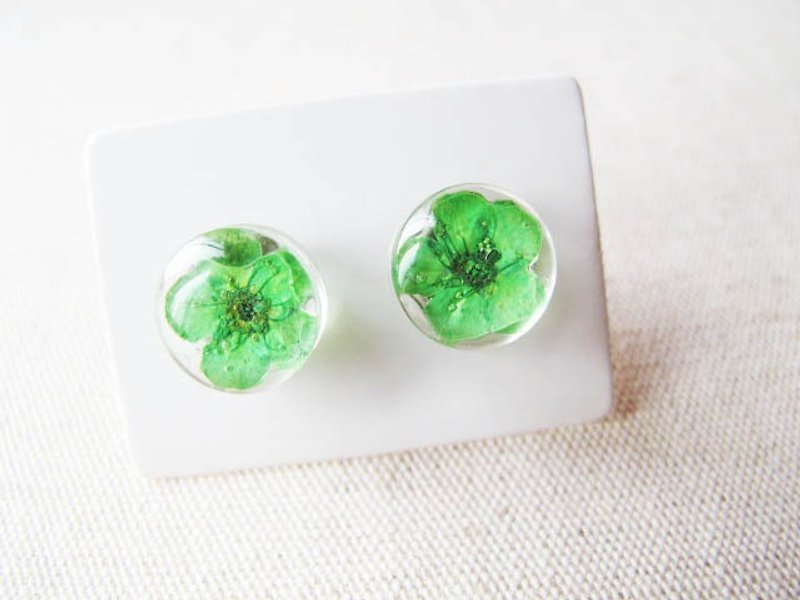 * Rosy Garden * emerald earrings small dried plum - ต่างหู - วัสดุอื่นๆ สีเขียว