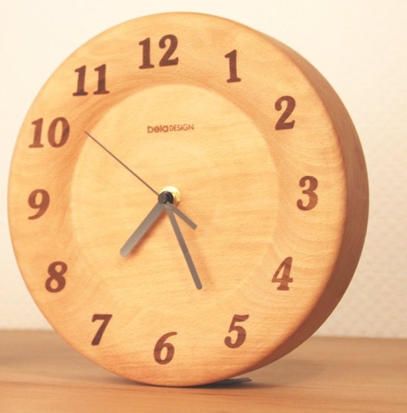 木入三分。德國櫸木 寬邊圓形掛鐘 - นาฬิกา - ไม้ สีทอง