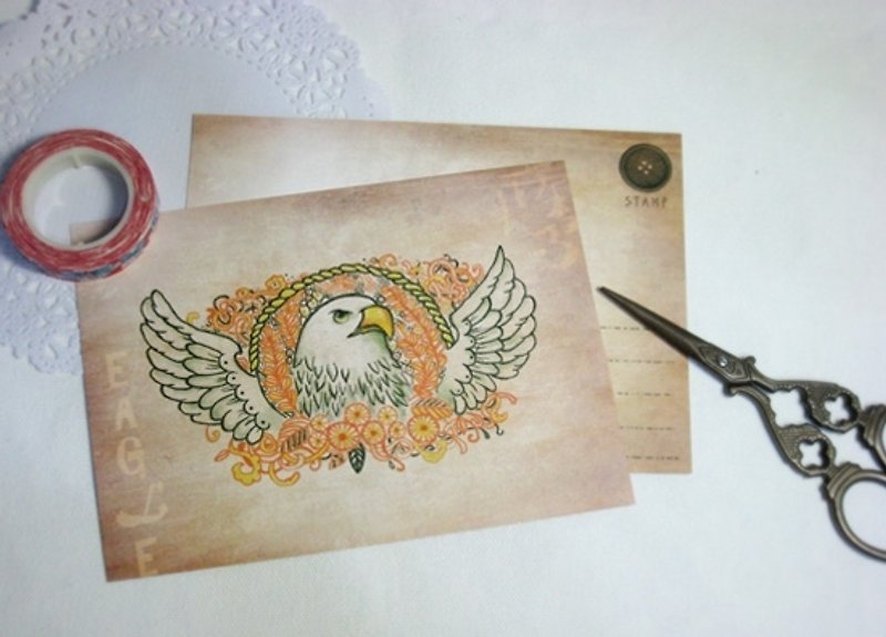 <Animals in the Secret Land> The gaze of an eagle Postcards - การ์ด/โปสการ์ด - กระดาษ สีนำ้ตาล