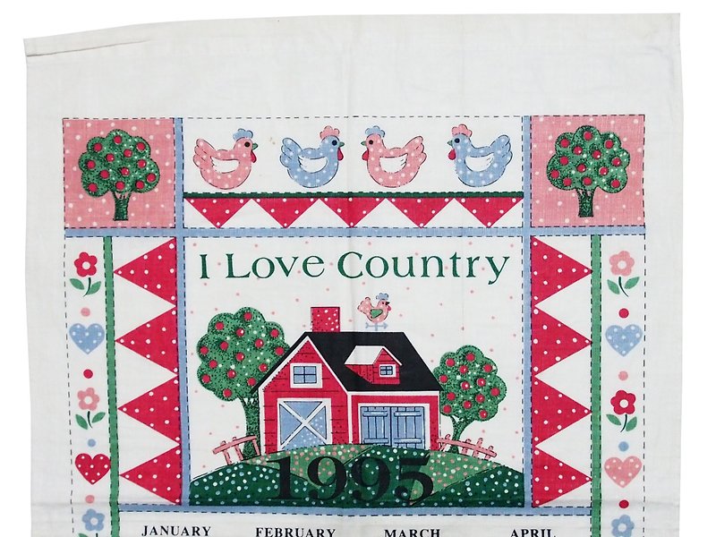 1995 American early cloth calendar country - ตกแต่งผนัง - ผ้าฝ้าย/ผ้าลินิน หลากหลายสี