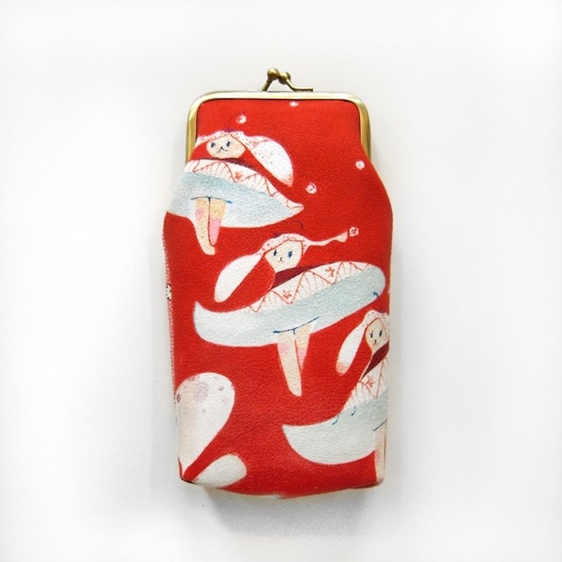 [Rabbit] mouth gold package rotation / Pencil / glasses bags. - Pencil Cases - Other Materials Red