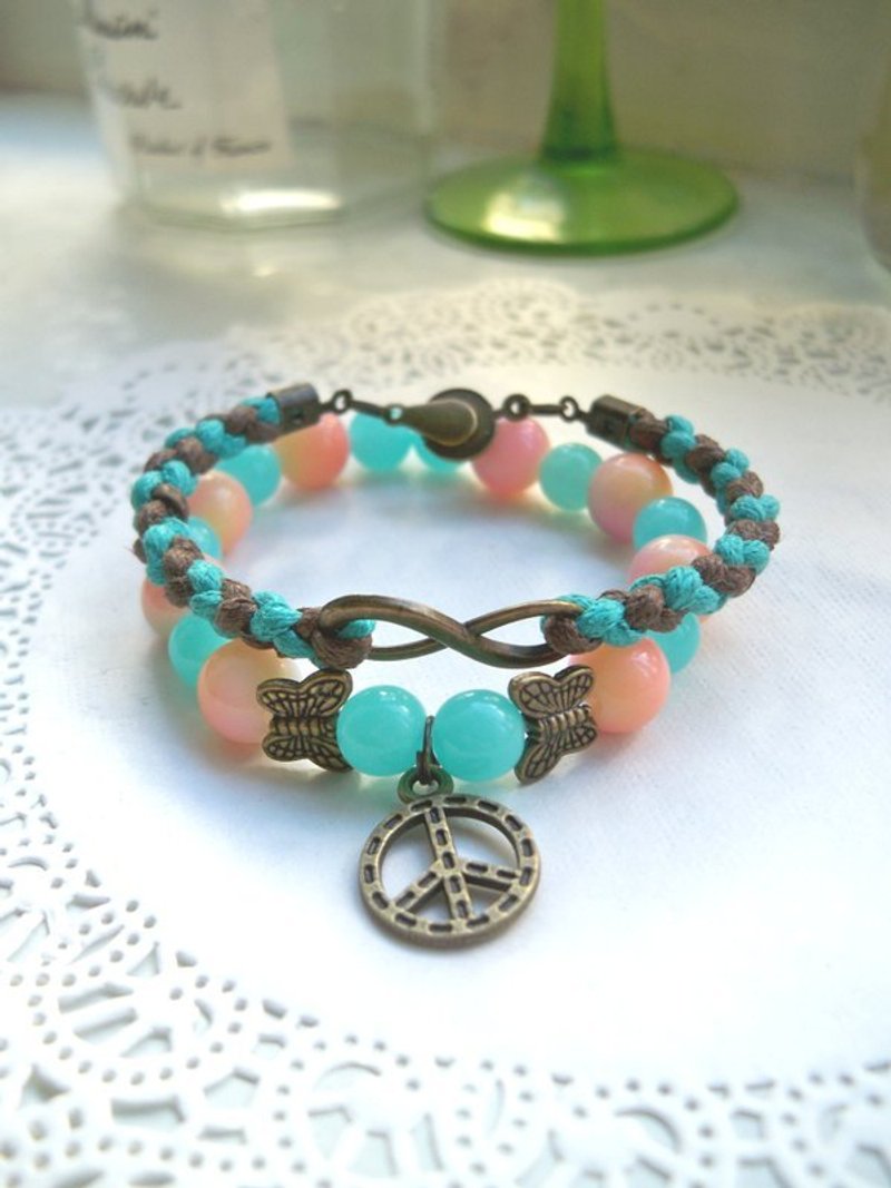 Luminous peach bracelet - green lake -2 article - สร้อยข้อมือ - วัสดุอื่นๆ หลากหลายสี