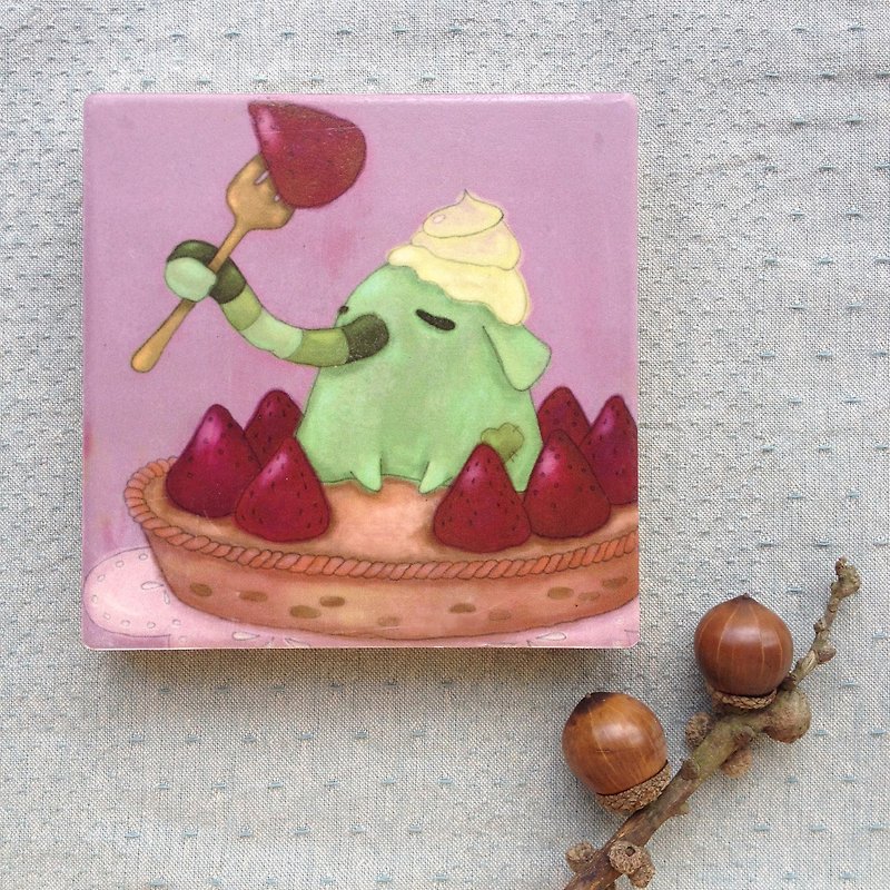 Ceramic Absorbent Coaster【Looking for Dreams】 - Coasters - Other Materials Pink