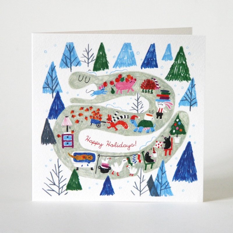 スネーク暖かいクリスマスカードクリスマスヘビカード - カード・はがき - 紙 多色