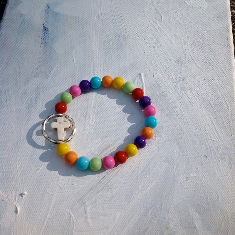 ∞ faith iridescent bracelet - สร้อยข้อมือ - แก้ว หลากหลายสี