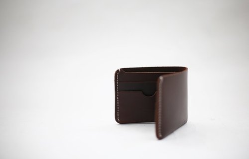 レザーショップヴィンテージ手バッグ革なめしのタナーグッズ短いダークブラウン財布