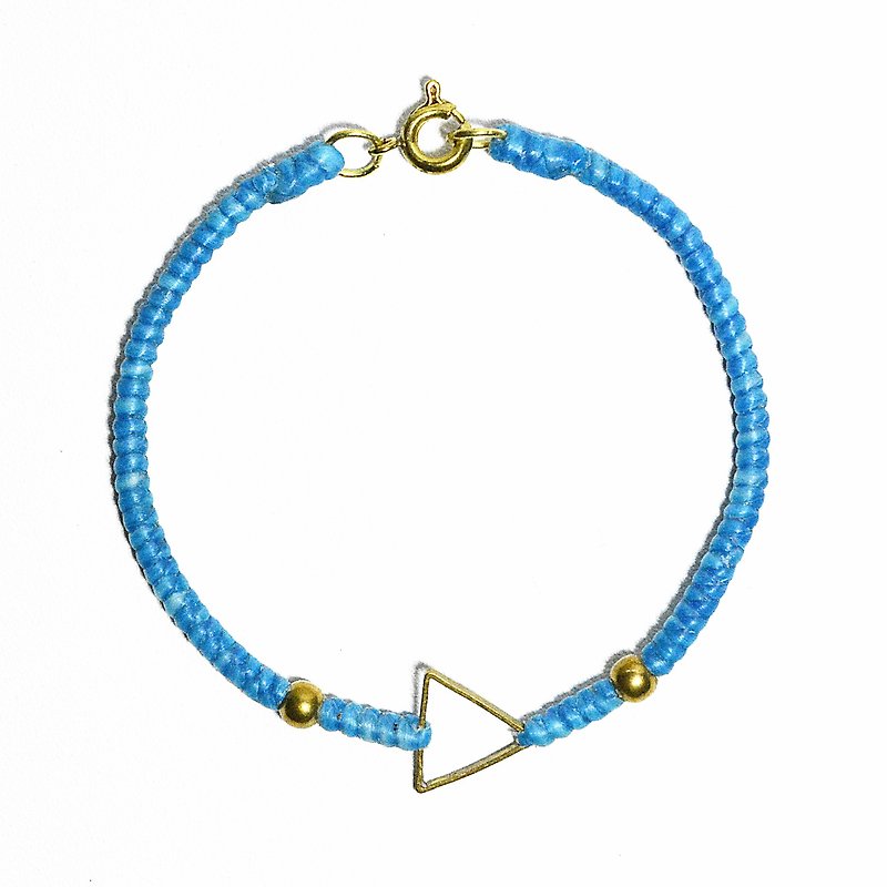 W&Y Atelier - Wax Line Silk Bracelet , Triangle Brass Jewelry (17 colors) - สร้อยข้อมือ - ขี้ผึ้ง สีน้ำเงิน
