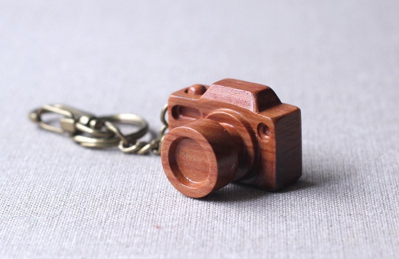 手工木製微型相機▣迷你版mini size鑰匙圈 - 吊飾 - 木頭 咖啡色