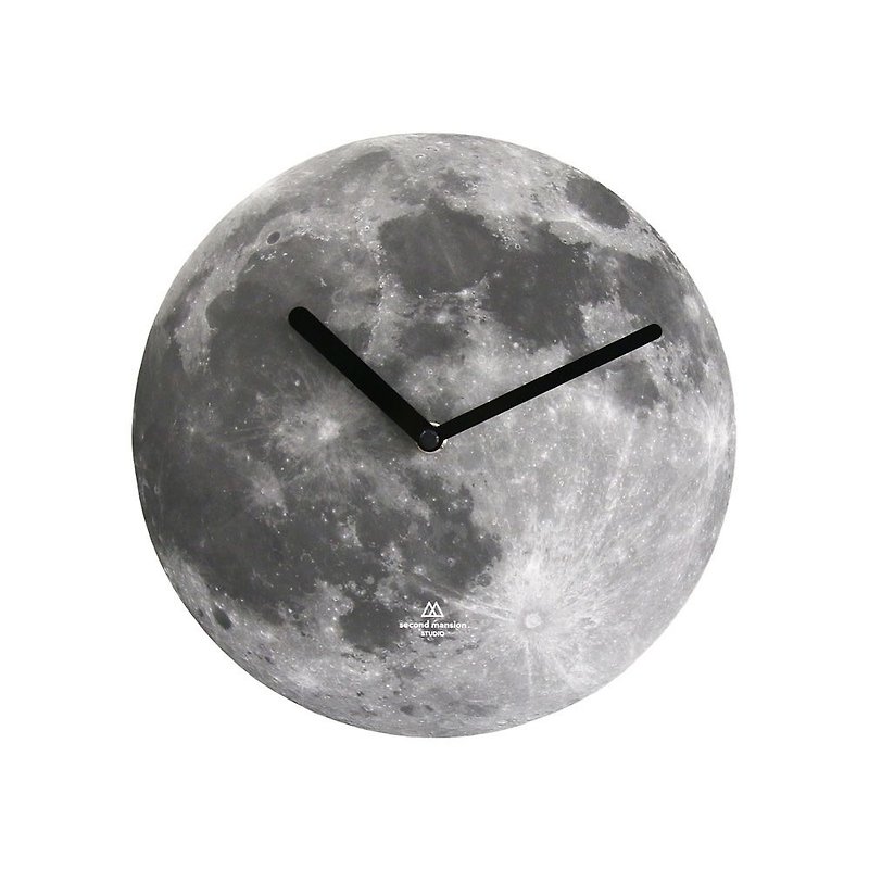 塑膠 時鐘/鬧鐘 灰色 - Dessin x SECOND-MANSION-大自然系列設計掛鐘-月球,PLD67472