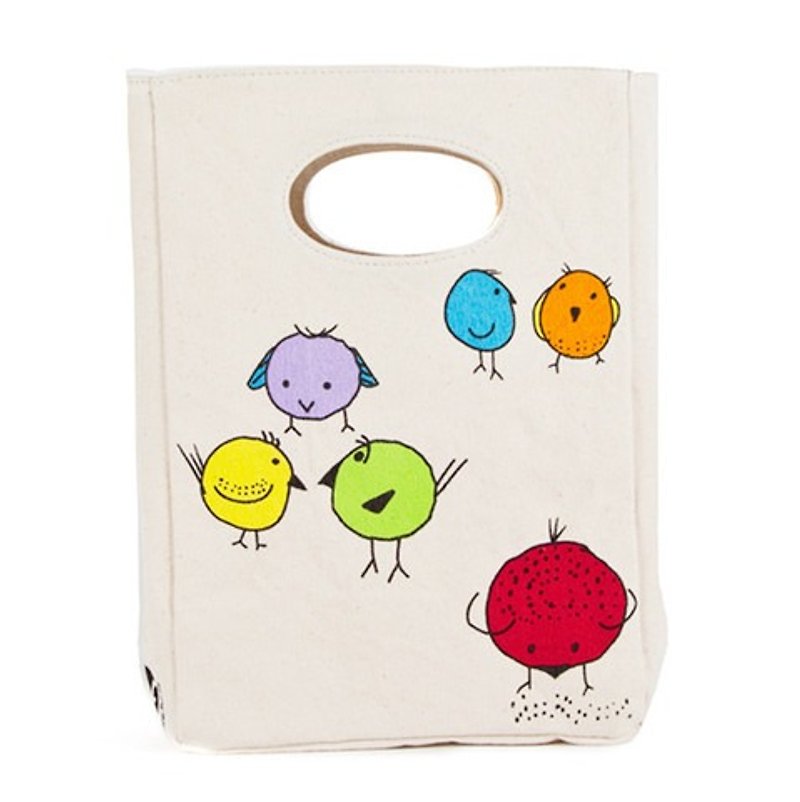 [Canadian fluf organic cotton] hand bag-(twitter) - กระเป๋าถือ - ผ้าฝ้าย/ผ้าลินิน ขาว