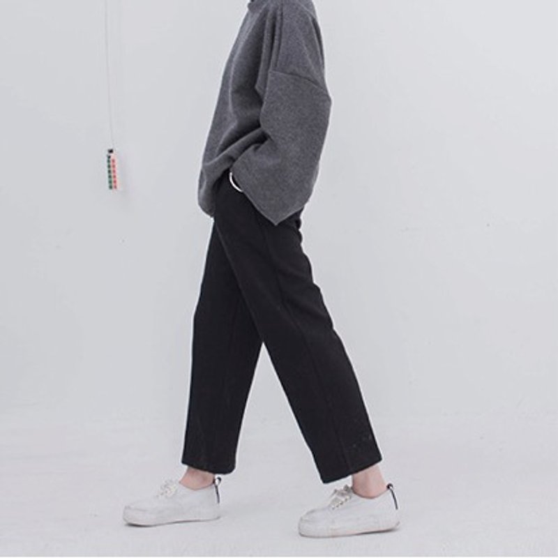 Black winter will enter the meat-burning version of the super good wool straight wide leg trousers long legs are not swollen - Women's Pants - Wool Black