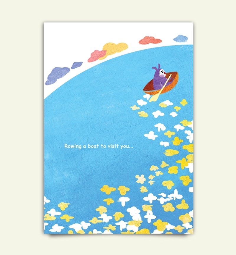 [Little Tree's]划著小船去找你-原創插畫明信片 - 卡片/明信片 - 紙 藍色