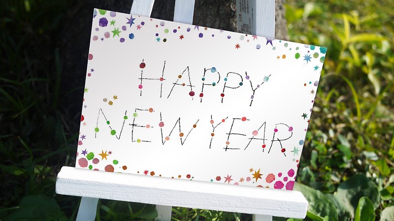 This year is good, Happy New Year handmade postcards-stars _ Rococo Strawberry WELKIN New Year card - การ์ด/โปสการ์ด - กระดาษ สีดำ