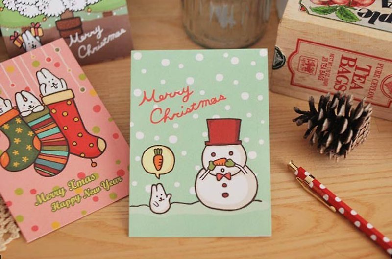 *Mori Shu* 聖誕卡/雪人:不要拿走我鼻子(單張含信封) - 心意卡/卡片 - 紙 多色