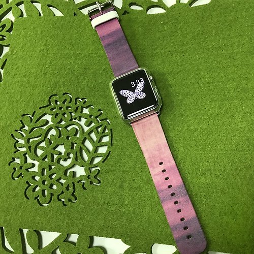 Freshion Apple Watch Series 1 , Series 2, Series 3 - Apple Watch 真皮手錶帶，適用於Apple Watch 及 Apple Watch Sport - Freshion 香港原創設計師品牌 - 粉紅油彩圖紋 015