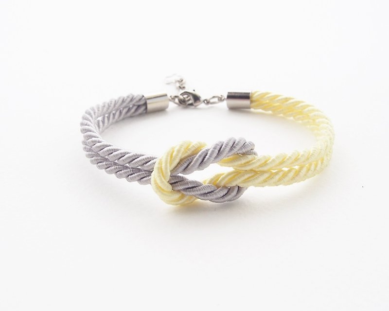 Young corn yellow and Light gray rope knot bracelet - Bracelets - Other Materials Yellow