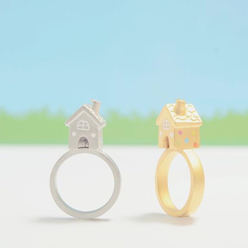 小房屋鍍金、鍍銀戒指 - 戒指 - 其他金屬 