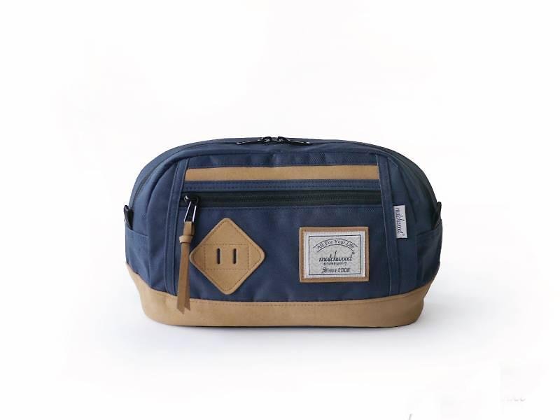 Matchwood Wood Design Matchwood Density Waist Side Backpack Navy Blue Fixed Gear Reference - กระเป๋าแมสเซนเจอร์ - วัสดุกันนำ้ สีน้ำเงิน