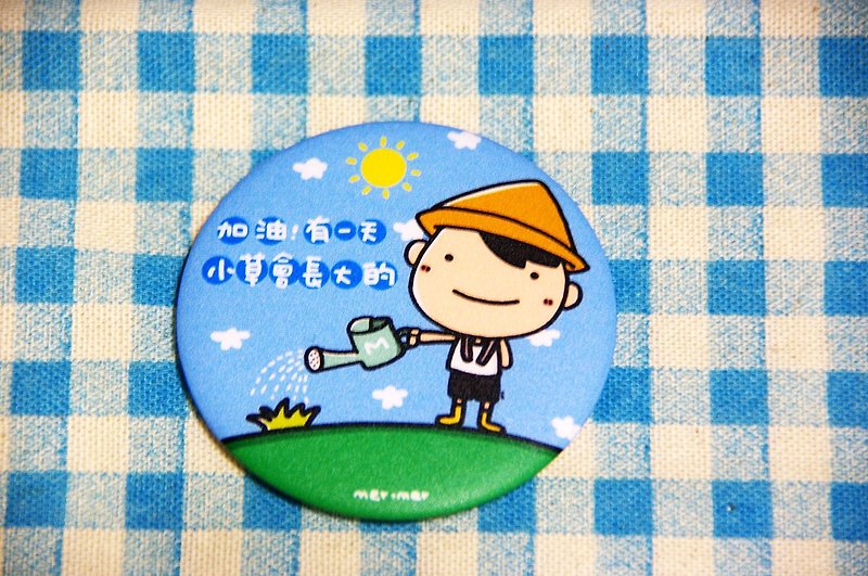 i am a grass badge/magnet - Badges & Pins - Other Materials Blue