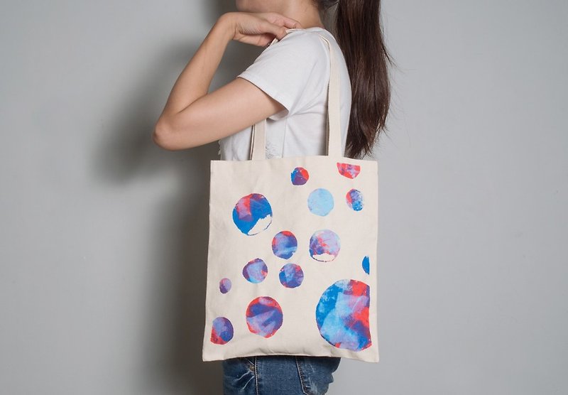 [Fu Bag] Hand-painted Handprint Embroidered Cloth Bag [Bubble] Single-sided Pattern Shoulder - Messenger Bags & Sling Bags - Cotton & Hemp Multicolor