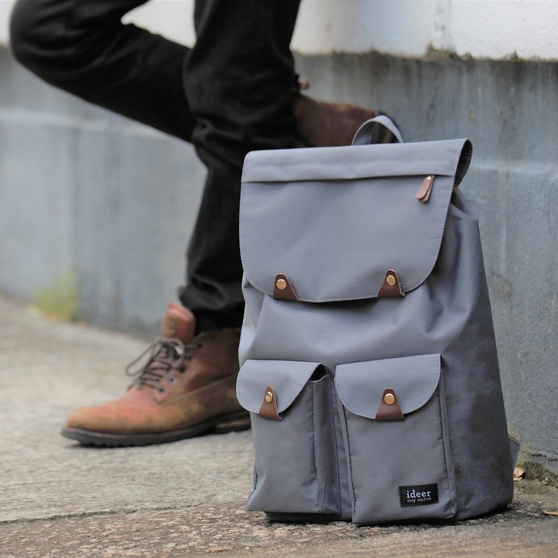 TRIANGO Series TAYLOR EARL GREY Water Repellent Nylon Laptop Backpack - Backpacks - Other Materials Gray