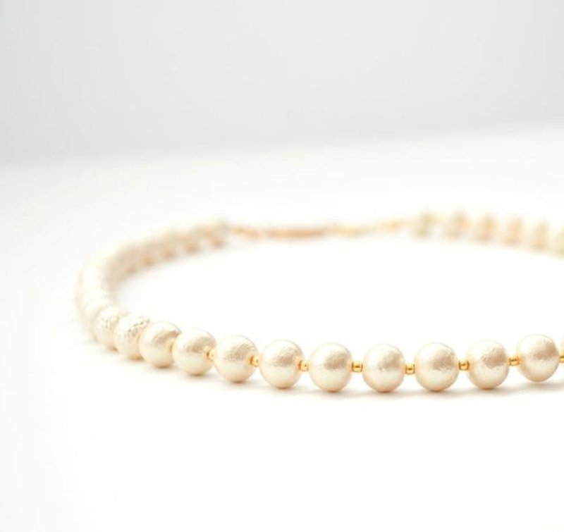 棉珍珠 糖珍珠項鍊 - 項鍊 - 其他金屬 金色