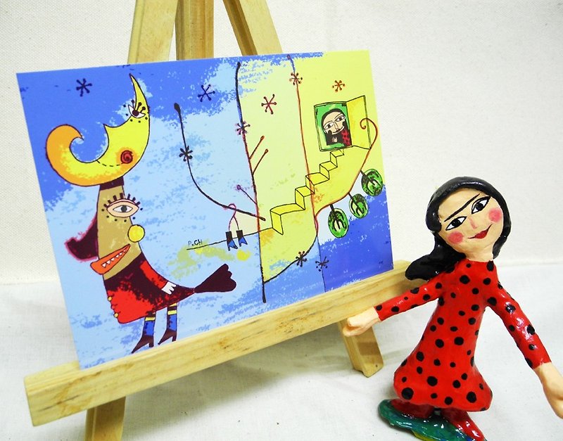 PuChi/Self-Portrait/Girl/Postcard/Little Lucky-Silhouette - การ์ด/โปสการ์ด - กระดาษ หลากหลายสี