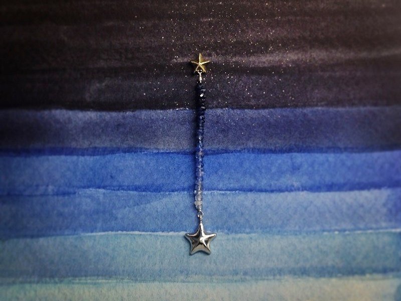 stars β ( sapphire gold silver star jewelry earring 星 海星 金 銀 蓝宝石 穿孔耳环 ) - Earrings & Clip-ons - Other Metals Blue