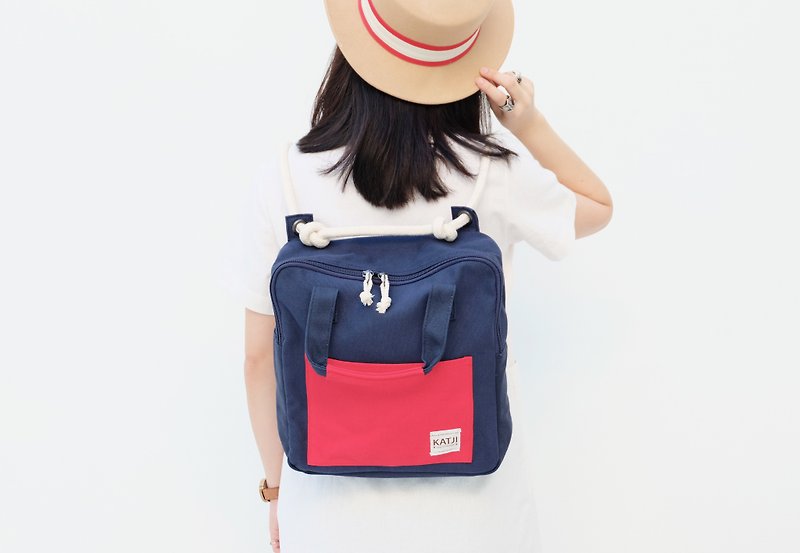 KATJI SQUARE BAG  : NAVY-RED - Other - Other Materials Red
