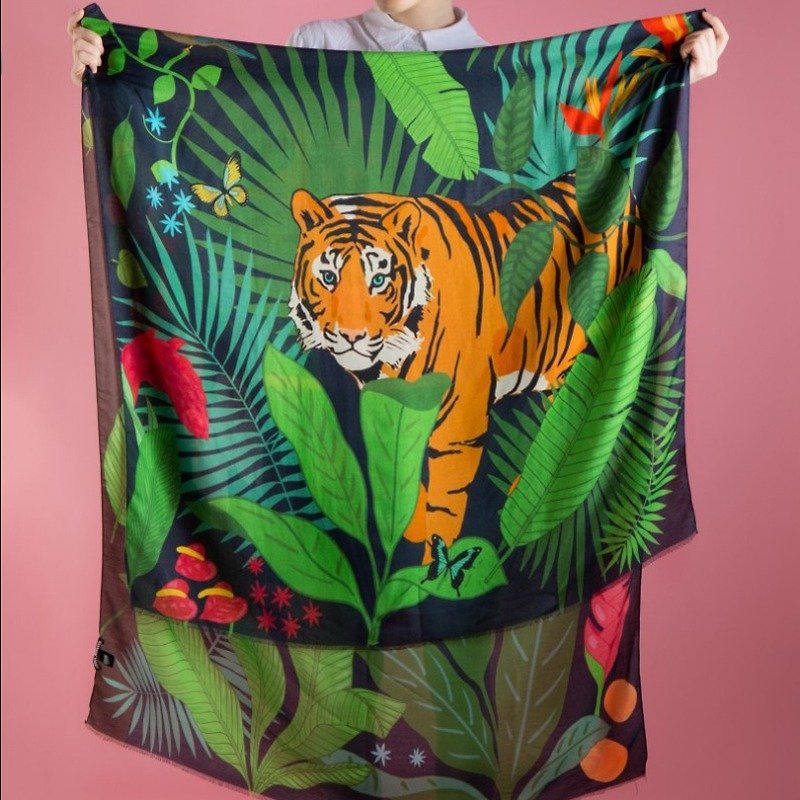Tiger cashmere blend scarf | Karen Mabon - Knit Scarves & Wraps - Silk Multicolor