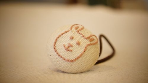 alma-handmade 手感布包釦髮束 - 粉紅兔