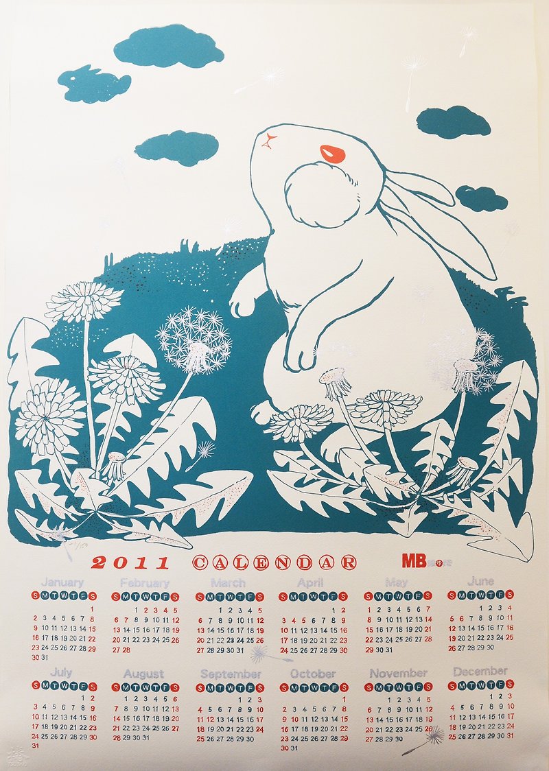 Rock rabbit pen mold 2011 calendar poster (print-clearing) - โปสเตอร์ - กระดาษ สีน้ำเงิน