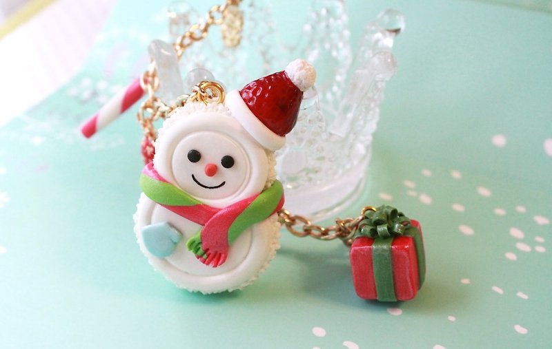 - Hand made limited - three-dimensional Christmas Waltz -2015 macarons bags snowman ornaments - Other - Clay Multicolor