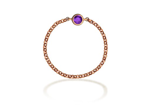 Genevieve Collection 18k黃金二月誕生石紫晶鏈戒指