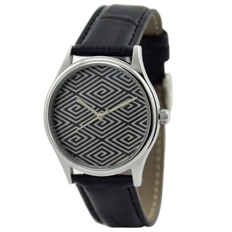 Black and White Line Watch-Unisex Watch-Free Shipping Worldwide - นาฬิกาผู้ชาย - โลหะ สีเทา