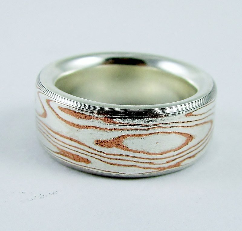 Element 47 Jewelry studio~ mokume gane ring 06 (silver/copper) - Couples' Rings - Other Metals Multicolor
