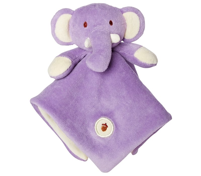 美國MyNatural Lovie Blankie天然純棉安撫巾-粉紫小象 - 嬰幼兒玩具/毛公仔 - 棉．麻 紫色